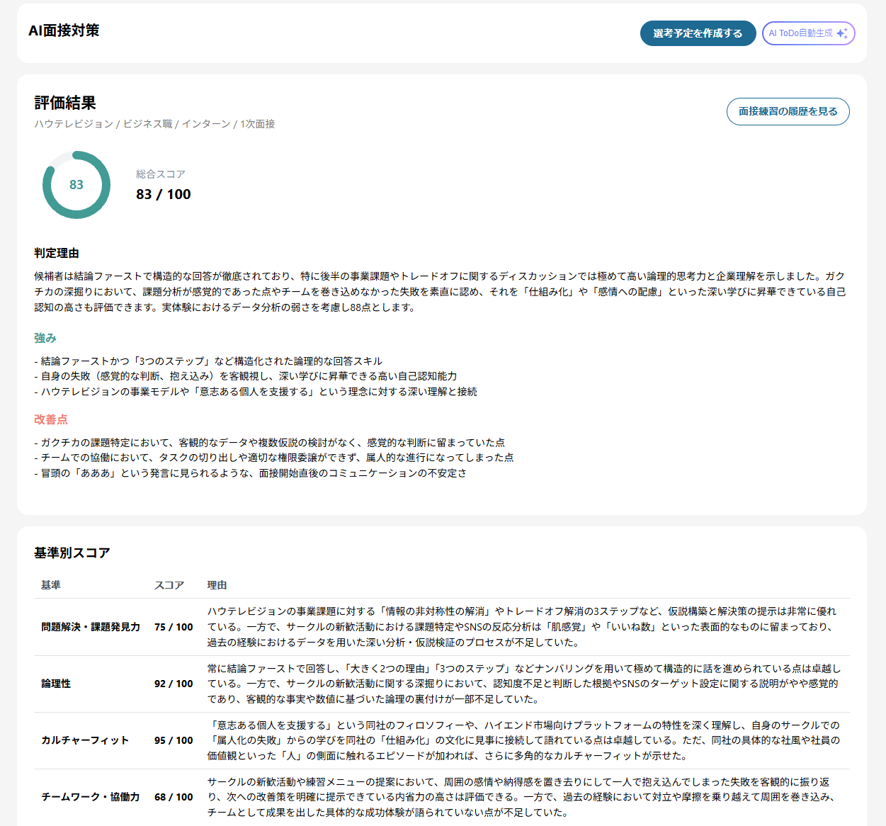 STEP3:評価結果・フィードバック画面